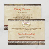 木とレースのウェディングレセプションのデザイン エンクロージャーカード (正面/裏面)