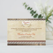 木とレースのウェディングレセプションのデザイン エンクロージャーカード (スタンド正面)