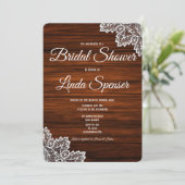 木とレースのクラシカルな結婚前お披露目招待状 招待状 (スタンド正面)