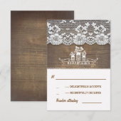 木とレースのメイソンジャース素朴な結婚式RSVPカード 出欠カード (正面/裏面)
