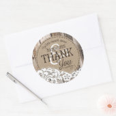 木とレースの国素朴の結婚式のラベル ラウンドシール (封筒)