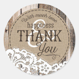 木とレースの国素朴の結婚式のラベル ラウンドシール