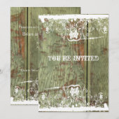 木とレースの新築祝い招待状 招待状 (正面/裏面)