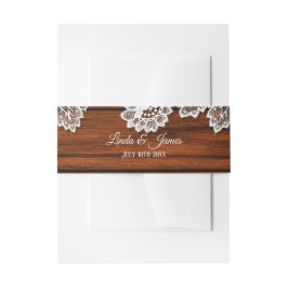 木とレース素朴の結婚ベリーバンド 招待状ベリーバンド