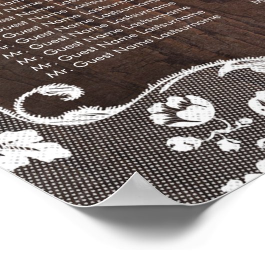 木とレース素朴の結婚座席表 ポスター (角)