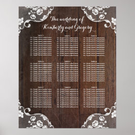 木とレース素朴の結婚座席表 ポスター