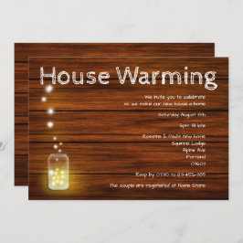 木と光のラスティックな新ホームパーティー招待状 招待状