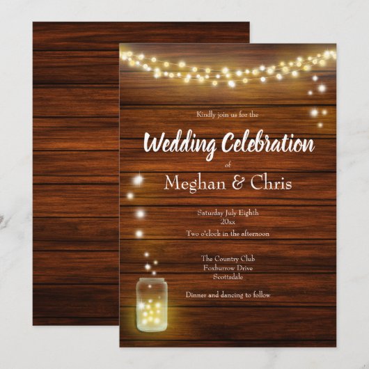 木と光のラスティックカントリーウェディング招待状 招待状 (正面/裏面)