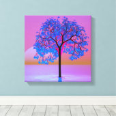 木と夕焼け キャンバスプリント (インサイチュ (ウッドフロア))