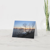 木と夕焼け - 白紙のグリーティングカード カード (正面)