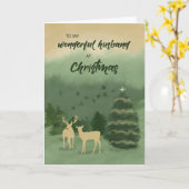 木と夫クリスマスグリーンの風景 カード (黄色い花)