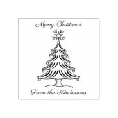 木と家族の名前とメリークリスマス ラバースタンプ (インプリント)