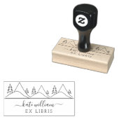 木と山々Ex libris ラバースタンプ (押印)