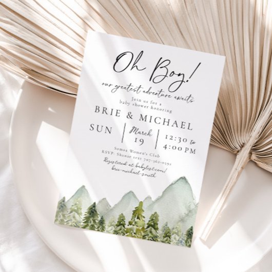 木と山ベビーシャワー招待状 招待状