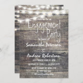 木と弦素朴の灯り晩餐婚約 招待状 (正面/裏面)