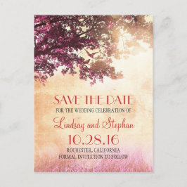 木と愛の鳥の素朴なヴィンテージは日付を保存 案内ポストカード