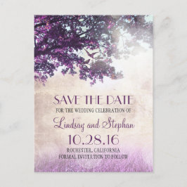 木と愛の鳥の素朴なヴィンテージは日付を保存 案内ポストカード