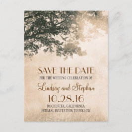 木と愛の鳥の素朴なヴィンテージは日付を保存 案内ポストカード