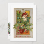 木と星と父飾のクリスマス シーズンカード (正面/裏面)