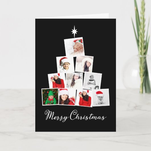 木と星のクリパーソナライズされたスマス シーズンカード (正面)