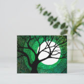 木と月 – 緑 ポストカード (スタンド正面)
