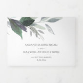 木と木素朴の葉を一つにまとめて結婚を招く 三つ折り招待状 (カバー)