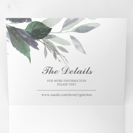 木と木素朴の葉を一つにまとめて結婚を招く 三つ折り招待状 (内部最初)