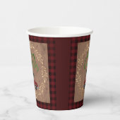 木と格子状のクリスマス 紙コップ (左)