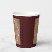 木と格子状のクリスマス 紙コップ (右)