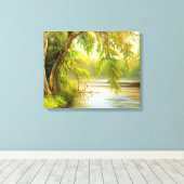 木と水で引き伸ばしたキャンバス。 キャンバスプリント (インサイチュ (ウッドフロア))