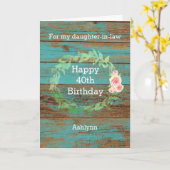 木と水素朴のカラーフローラ40歳の誕生日 カード (黄色い花)