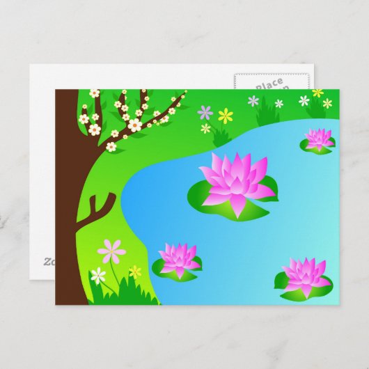 木と池 – はがき (正面/裏面)