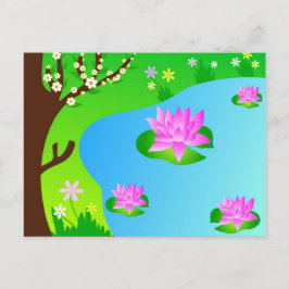 木と池 – はがき