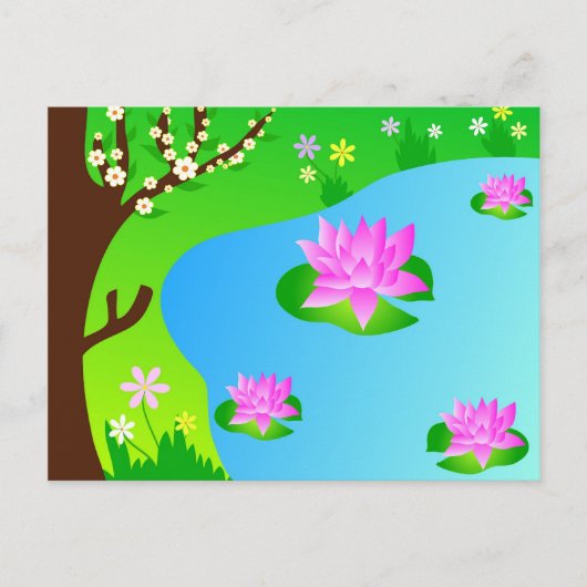 木と池 – はがき (正面)