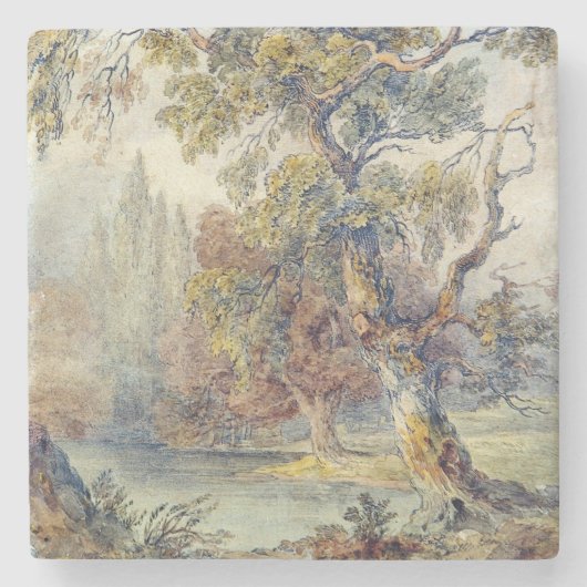 木と池(John Ruskin) ストーンコースター (正面)