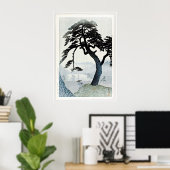 木と湖の風景うきよ絵 ポスター (ホームオフィス)