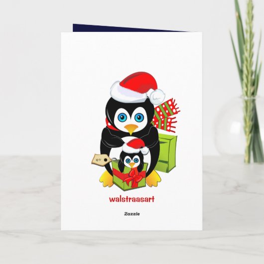 木と猫が登場するかわいい漫画クリスマスカード シーズンカード (裏面)