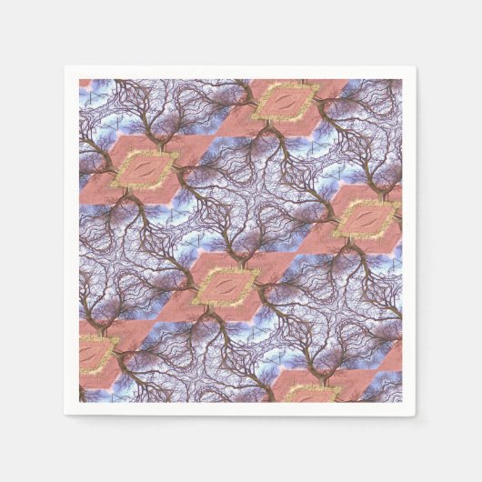 木と畑のパターン スタンダードカクテルナプキン (正面)