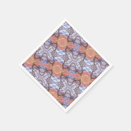 木と畑の模様 スタンダードカクテルナプキン (角)