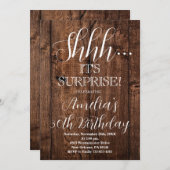 木と白素朴のサプライズ誕生日パーティー 招待状 (正面/裏面)