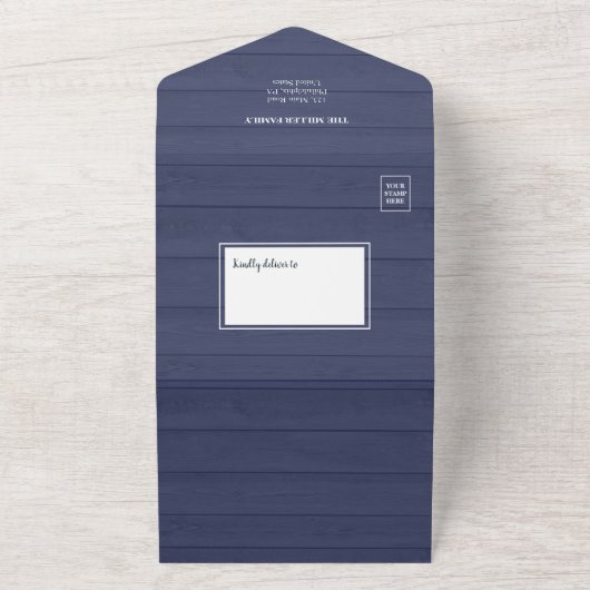 木と糸素朴のライト付きフォトカード オールインワン招待状 (外側)