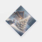 木と納屋白熱［赤熱］光を放つ付きクリスマスバニー スタンダードランチョンナプキン (角)