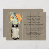 木と素朴メイスンジャーの野花 招待状 (正面/裏面)