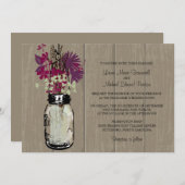 木と素朴メイスンジャーの野花 招待状 (正面/裏面)