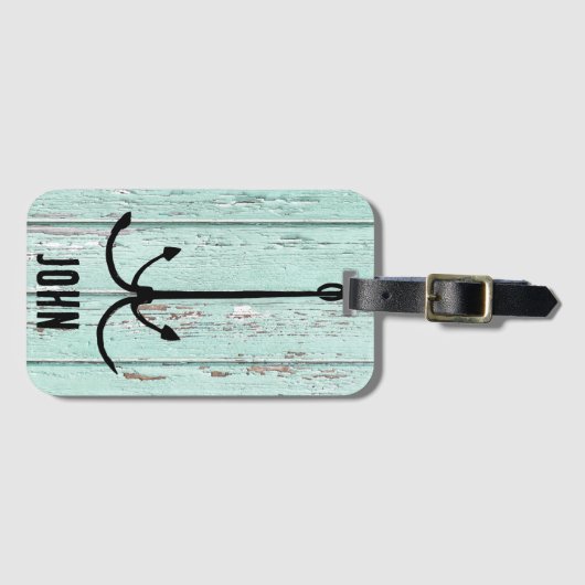 木と素朴魚のフック、フィッシャーマン美学 ラゲッジタグ (正面横)