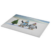 木と組み合わせた可愛い漫画ペンギン カッティングボード (角)