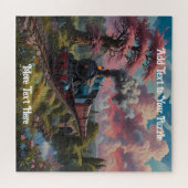 木と花が咲く風光明媚な鉄道線路 ジグソーパズル (横)