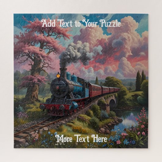 木と花が咲く風光明媚な鉄道線路 ジグソーパズル (縦)