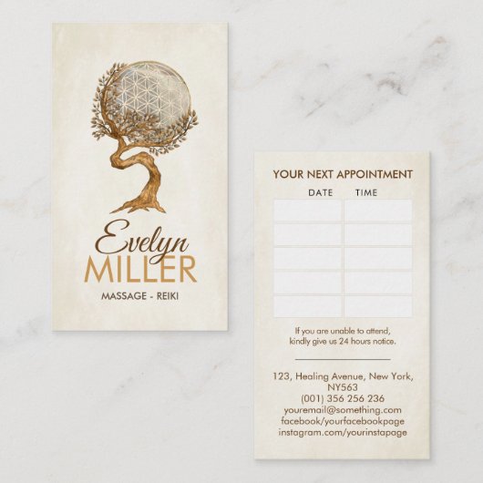 木と花 – 真珠と金ゴールドの母 名刺 (正面/裏面)