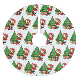 木と西洋の贈り物を持つカウボーイサンタ ブラッシュドポリエステルツリースカート